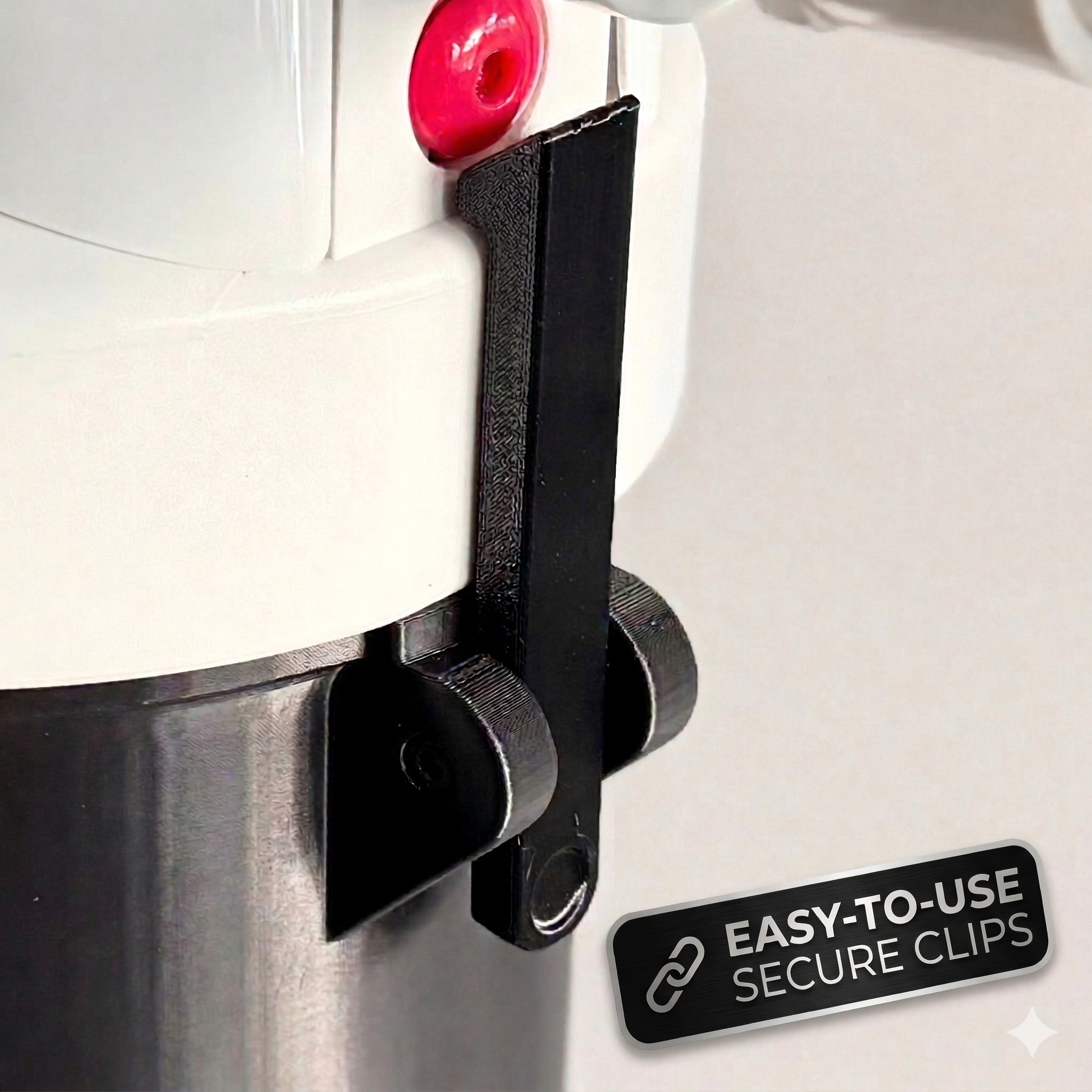 Close-up of secure clip on GE GXWH40L water filter cover