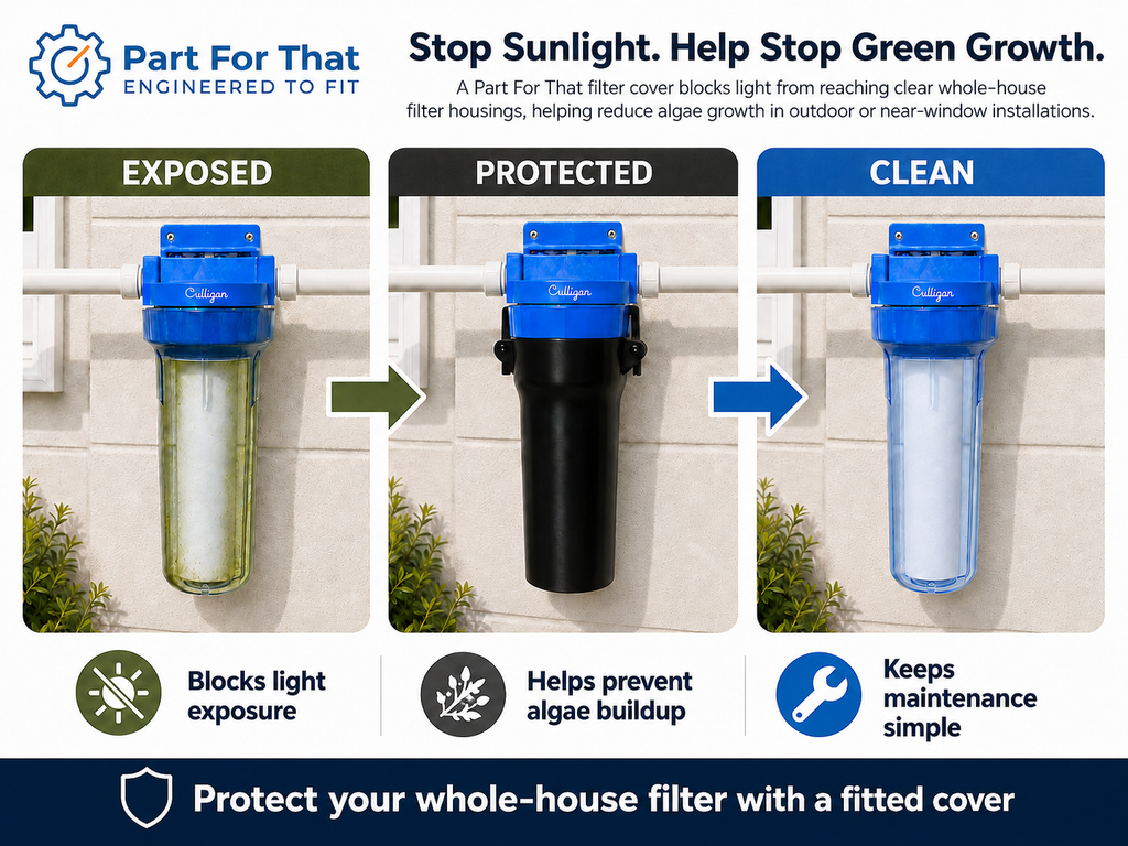 Culligan HF-360A HF-360B filter cover blocking sunlight to help prevent algae growth